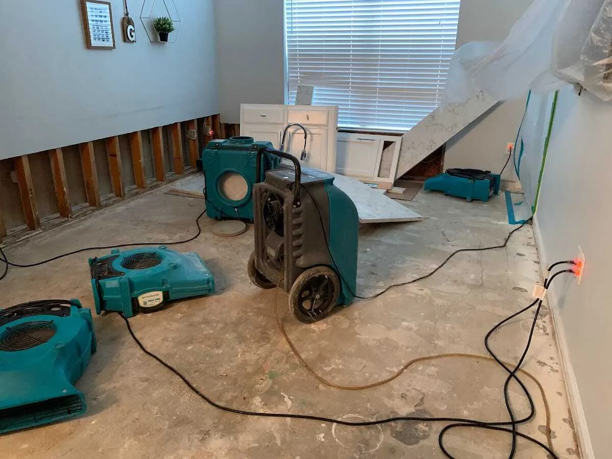 Dehumidifier in flood-cut room for Water Damage Restoration in Madera Acres